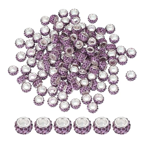 PATIKIL Europäische Großlochperlen, 120 Stück Strass Glitzer Kristall Charm Spacer Bastelperlen für Stifte Armbandherstellung DIY Basteln, Lila PATIKIL Europäische Großlochperlen, 120 Stück Strass Glitzer Kristall Charm Spacer Bastelperlen für Stifte Armbandherstellung DIY Basteln, Lila von PATIKIL