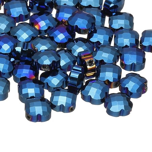 PATIKIL Glasperlen, 100 Stück 8mm Kleeblatt-Charme Transparente Kristallglasperlen Klar Schmuckherstellungszubehör für Armbänder DIY Handwerk, Blau von PATIKIL