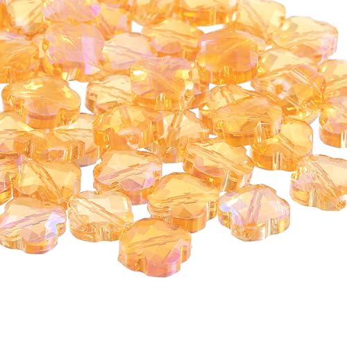 PATIKIL Glasperlen, 30 Stück Kleeblattperlen Transparente Kristallglas-Charme Klar Schmuckherstellungszubehör für Armbänder DIY Basteln, Roségold von PATIKIL