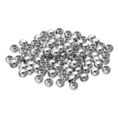 PATIKIL Glatte runde Abstandshalterperlen, 100 Stück 4mm OD 2mm ID 304 Edelstahl lose Kugeln Abstandshalter metallische nahtlose Kugelperlen Silber von PATIKIL