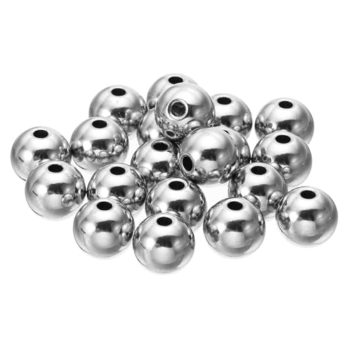 PATIKIL Glatte runde Abstandshalterperlen, 20 Stück 12mm Außendurchmesser 3mm Innendurchmesser 304 Edelstahl lose Kugeln Abstandshalter metallische nahtlose Kugelperlen, Silber von PATIKIL