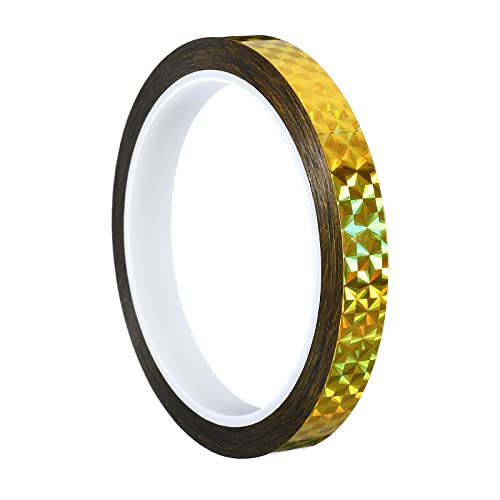 PATIKIL Glitzer Klebeband 12mm x 50m Washi Tape Holografische Selbstklebende Metallic Klebeband Reflektierender Prismenband für DIY Geschenkverpackung Party Dekoration Gold von PATIKIL