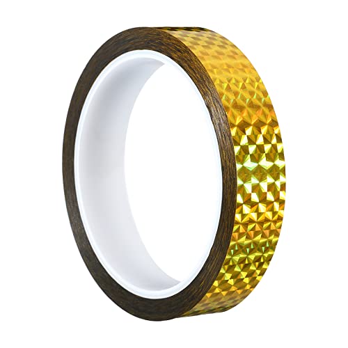 PATIKIL Glitzer Klebeband 20mm x 50m Washi Tape Holografische Selbstklebende Metallic Klebeband Reflektierender Prismenband für DIY Geschenkverpackung Party Dekoration Gold von PATIKIL