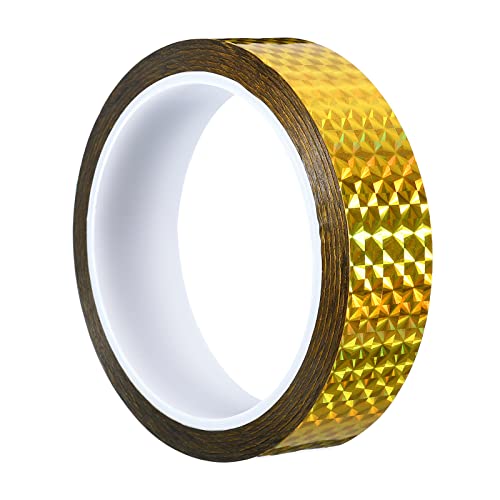 PATIKIL Glitzer Klebeband 25mm x 50m Washi Tape Holografische Selbstklebende Metallic Klebeband Reflektierender Prismenband für DIY Geschenkverpackung Party Dekoration Gold von PATIKIL