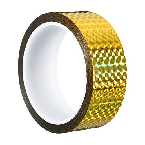 PATIKIL Glitzer Klebeband 35mm x 50m Washi Tape Holografische Selbstklebende Metallic Klebeband Reflektierender Prismenband für DIY Geschenkverpackung Party Dekoration Gold von PATIKIL