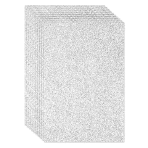 PATIKIL 10 Blätter 2mm Glitzer-Schaumstoffplatte, 16" x 12" Silber Glitzer EVA Papier von PATIKIL