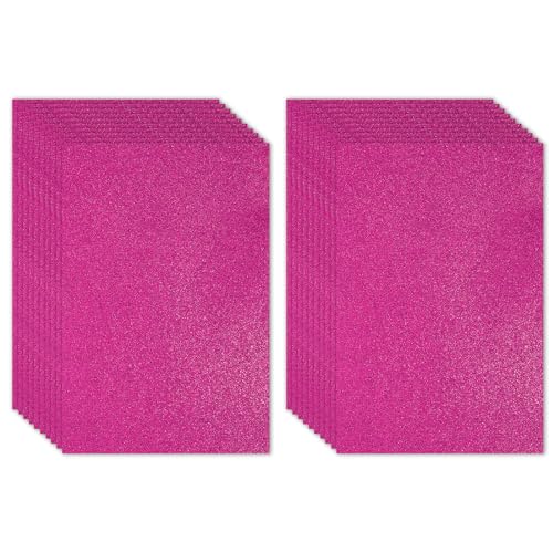 PATIKIL Glitzernde EVA-Schaumstoffplatten in Fuchsia, 40,6 x 30,5 cm, 2 mm dick, selbstklebende EVA-Filzplatten für DIY-Bastelprojekte, 20 Stück von PATIKIL