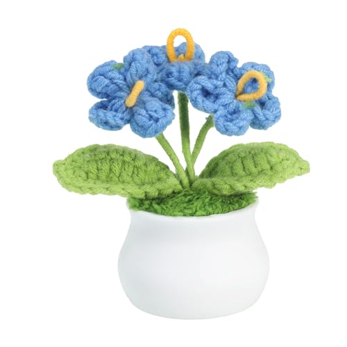 PATIKIL Häkelblumen, handgefertigte Strickblumen mit 3 Köpfen Vergissmeinnicht, künstliche gewebte kleine Topfpflanze mit Stielen für Valentinstagsgeschenke, Büro und Party, Blau PATIKIL Häkelblumen, handgefertigte Strickblumen mit 3 Köpfen Vergissmeinnicht, künstliche gewebte kleine Topfpflanze mit Stielen für Valentinstagsgeschenke, Büro und Party, Blau von PATIKIL