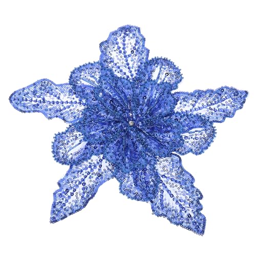 PATIKIL Handgefertigte Strass-Applikation, Blumen-Spitzen-Patches mit Paillettenperlen zum Aufnähen von Kristall-Perlen-Spitzen-Applikationen für Hochzeitskleider, Blau von PATIKIL