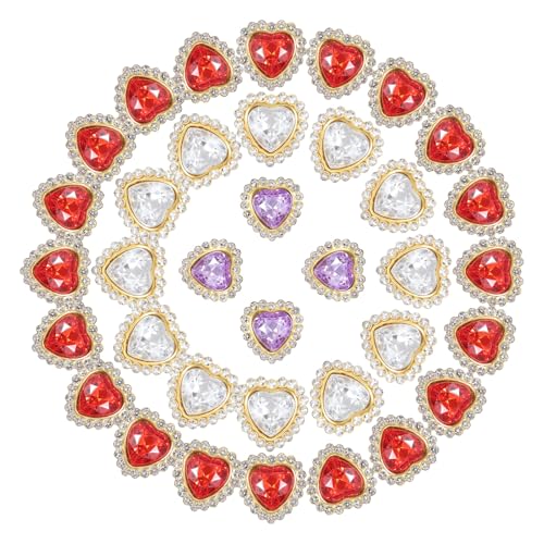 PATIKIL Herz Strassknöpfe, 20 Stück 16mm Aufnähbare Strass Kristall Herz Nagel Charm Verzierung Flachrücken Diamant für Nähen DIY Kleidung Hochzeit, Multicolor von PATIKIL