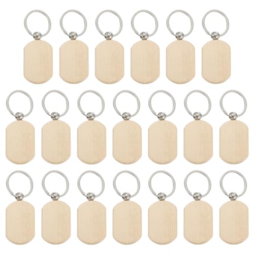 PATIKIL Holz Schlüsselanhänger Rohlinge, 20er Pack Rechteckige Holz Schlüsselanhänger zum Gravieren mit Schlüsselringen für DIY Geschenk Basteln, Stil 1, Braun von PATIKIL