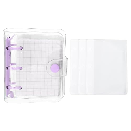 PATIKIL Klarer 3-Ring-Binder-Deckel, PVC-Notizbuch-Binder Mini-Nachfüllbarer Loose-Leaf-Ordner-Planer mit 80 Blatt Papier, Lila von PATIKIL