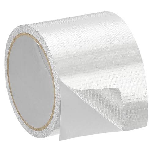 PATIKIL Klebeband, 8 cm x 10 m (10,94 Yards) 0,15 mm starkes Aluminiumfolienband wasserdichtes Glasfaser-Isolierband hitzebeständig für Lüftungskanäle HVAC Abdichtung Reparatur, 1 Rolle von PATIKIL