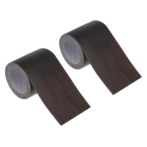 PATIKIL Klebeband Holzoptik Sockelleiste Selbstklebend Holzmaserung Reparaturband 57mm x 4,57 M, 2 Stück für Tür Schränke Schreibtisch, Schwarze Holzmaserung von PATIKIL