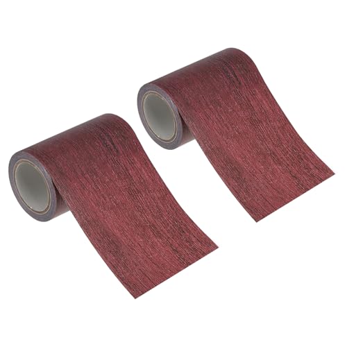 PATIKIL Klebeband Holzoptik Sockelleiste Selbstklebend Holzmaserung Reparaturband 80mm x 4,57 M, 2 Stück für Tür Tisch Schränke Schreibtisch, Dunkles Kastanien-Mahagoni von PATIKIL