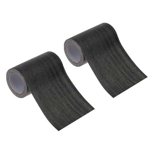 PATIKIL Klebeband Holzoptik Sockelleiste Selbstklebend Holzmaserung Reparaturband 80mm x 4,57 M, 2 Stück für Tür Tisch Schränke Schreibtisch, Ebenholz von PATIKIL