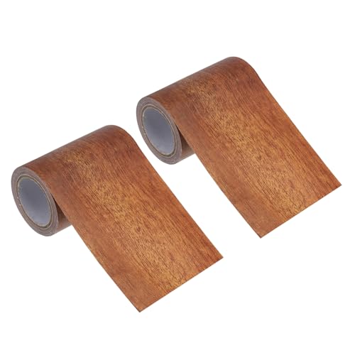 PATIKIL Klebeband Holzoptik Sockelleiste Selbstklebend Holzmaserung Reparaturband 80mm x 4,57 M, 2 Stück für Tür Tisch Schränke Schreibtisch, Mahagoni von PATIKIL