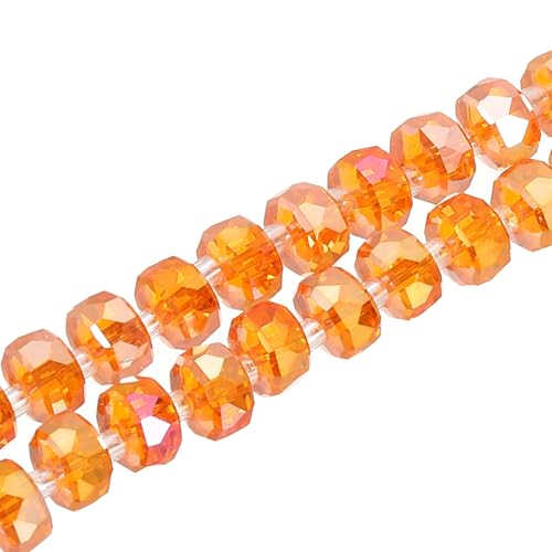 PATIKIL Kristall Glasperlen, 8mm Rondelle Kristallperlen Facettiert Schliff Edelstein Strang mit Abstandshalter Perlen für Handwerk Armband Halskette Orange von PATIKIL