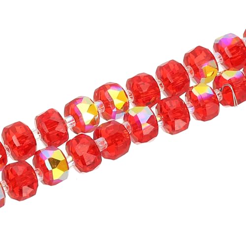 PATIKIL Kristall Glasperlen, 8mm Rondelle Kristallperlen Facettiert Schliff Edelstein Strang mit Abstandshalter Perlen für Handwerk Armband Halskette Red Flash von PATIKIL