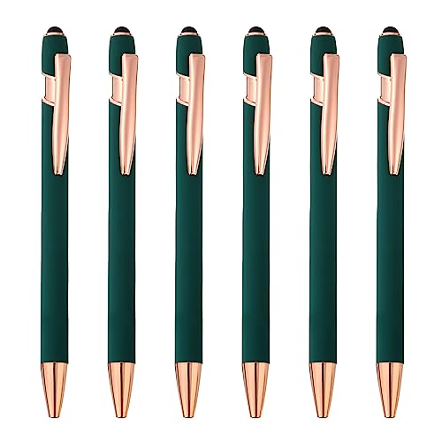 PATIKIL Kugelschreiber Stift mit Stylus Spitze 6 Pack 2 in 1 Metall Stift Schwarz Tinte 1.0mm Mittel Stylus Stift für Touchscreens Stil 2 Grün von PATIKIL