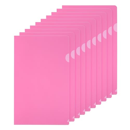 PATIKIL L-Typ Ordner 10er Pack A4 Kunststoff Aktenhüllen Transparente Dokumentenhüllen für Büro, Pink von PATIKIL