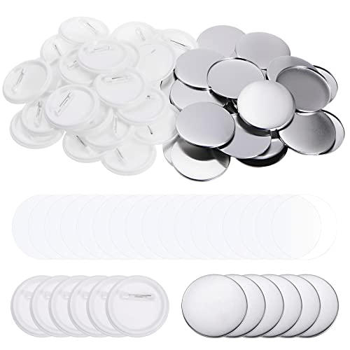 PATIKIL Leer Stift Rückseite Taste Teile 58mm 2.25" 200Set Nähen Knöpfen Rund Metall Cover Plastik Taste Rückseite Klarfolie für Knopfmaschine von PATIKIL