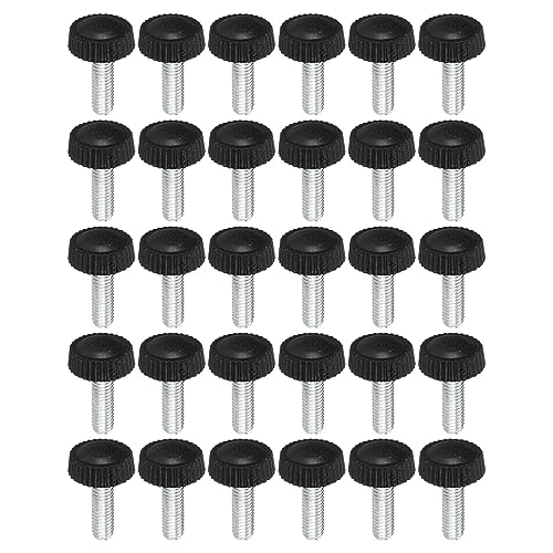 PATIKIL M5x16mm Gerändelt Daumen Schrauben 30 Packung Außengewinde Rund Klemmen Schrauben Knöpfe Hand Griffbolzen Montage Verschlüsse für Beleuchtung Möbel Hardware Schwarz von PATIKIL