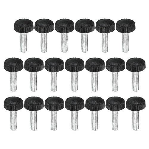 PATIKIL M5x20mm Gerändelt Daumen Schrauben 20 Packung Außengewinde Rund Klemmen Schrauben Knöpfe Hand Griffbolzen Montage Verschlüsse für Beleuchtung Möbel Hardware Schwarz von PATIKIL