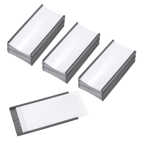 PATIKIL Magnetischer Etikettenhalter 4" x 2" mit Papiereinsätzen, 50 Stück C-Kanal Magnetische Aktenschranketiketten Regal Datenkartenhalter Schilder für Metallregale Whiteboard von PATIKIL