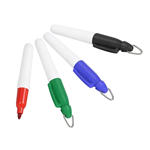 PATIKIL Mini Permanent Marker, 4er Pack Golfball-Marker-Stifte mit Schlüsselanhänger-Clip für Büro, Meetings und Outdoor-Aktivitäten, 4 Farben von PATIKIL