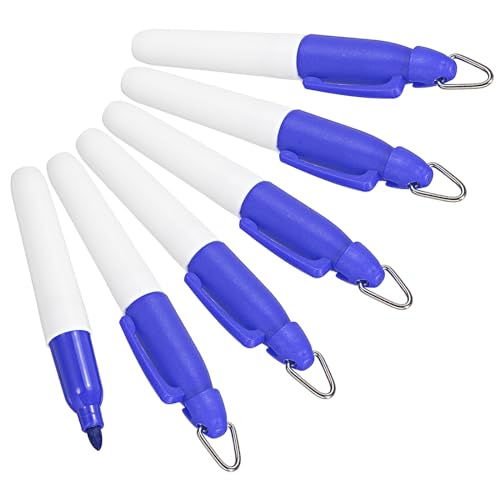 PATIKIL Mini Permanent Marker, 6er Pack Golfball-Marker-Stifte mit Schlüsselanhänger-Clip für Büro, Meetings und Outdoor-Aktivitäten, Blau von PATIKIL