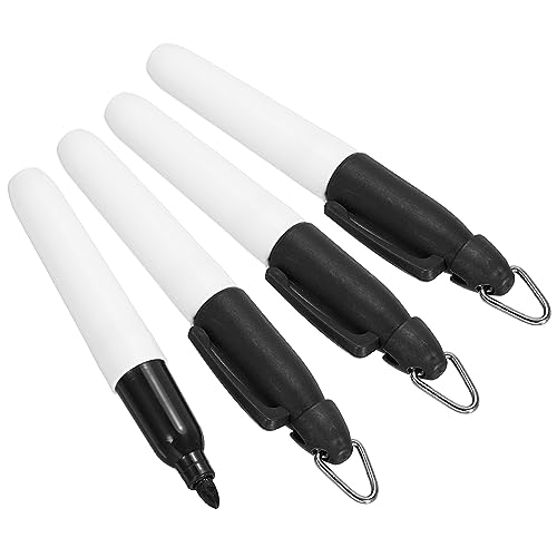 PATIKIL Mini Permanent Marker 4 Pack Trocken Radieren Stift mit Schlüsselanhänger Clip für Büro Treffen Außenaktivitäten Schwarz von PATIKIL