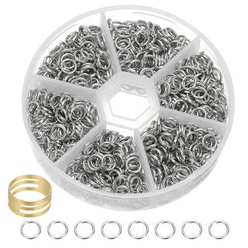 PATIKIL Offene Sprungringe, 1000 Stück 6mm Runde Ring Charm Loops Verbinder mit Ringen für Schmuckherstellung DIY Handwerk Schlüsselanhänger Halsketten Ohrringe, Silberton PATIKIL Offene Sprungringe, 1000 Stück 6mm Runde Ring Charm Loops Verbinder mit Ringen für Schmuckherstellung DIY Handwerk Schlüsselanhänger Halsketten Ohrringe, Silberton von PATIKIL