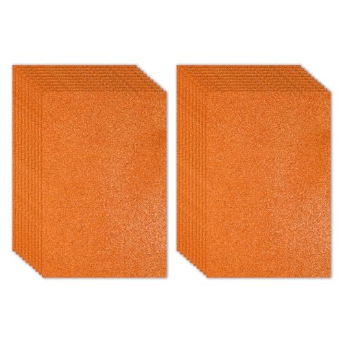 PATIKIL Orange Glänzende EVA Glitzer-Schaumstoffplatte 16x12 Zoll 2mm dick mit Rückenkleber Glitzer EVA Glitzer-Filz für Bastelprojekte DIY-Projekt, 20 Stück von PATIKIL