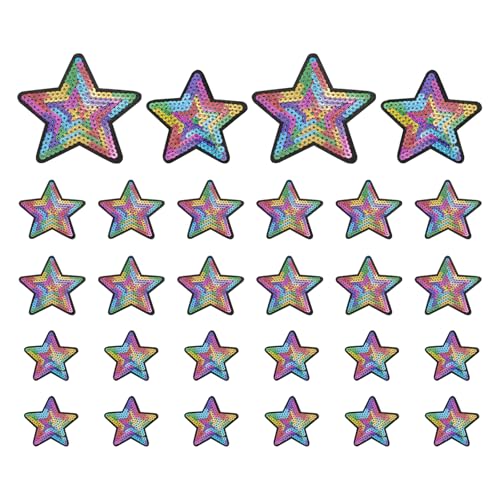 PATIKIL Sequin Star Patches zum Aufbügeln, 28 Stück Aufnäher Applikation Pailletten Glitzer Patches für DIY Schuhe Kleidung Hüte Rucksäcke Kostüm, Multicolor von PATIKIL