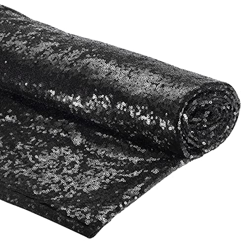 PATIKIL Pailletten Stoff Meterware 150cm x 364cm Sparkly Stoff glitzernder Stoff Pailletten-Stoff, Schwarz von PATIKIL