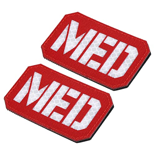 PATIKIL Reflektierender MED Aufnäher 2x3" 2Stk EMS EMT Haken und Schleife Verschluss Applikation Armband Abzeichen für Kleidung Rucksack Rot Weiß von PATIKIL