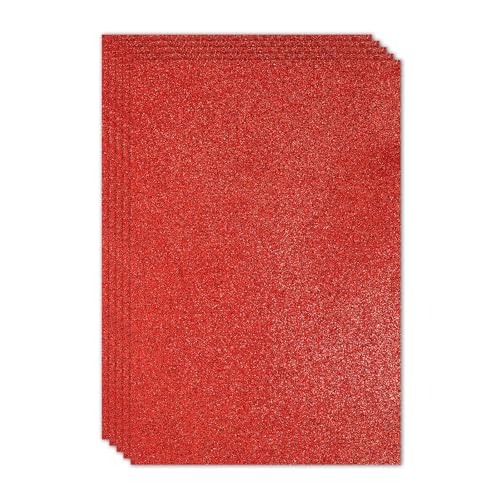 PATIKIL Rotes Glitzerndes EVA Glitter Schaumstoffblatt 30 x 20 cm 2mm Dick mit Rückseitigem Kleber Glitzer EVA Glitter Filz für Bastelprojekte DIY, 5 Stück von PATIKIL