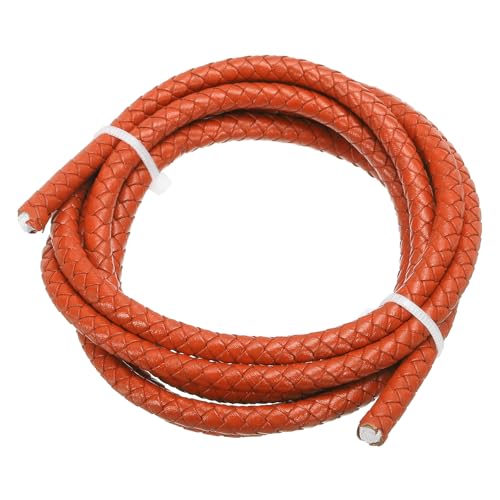 PATIKIL Rund Geflochtener Lederband, 6mm Geflochtenes Echtes Lederband Schnur Seil Gefaltetes Lederstreifen für Schmuckherstellung Handwerk Halsketten Armbänder, Orange-rot (1.1Yards) von PATIKIL