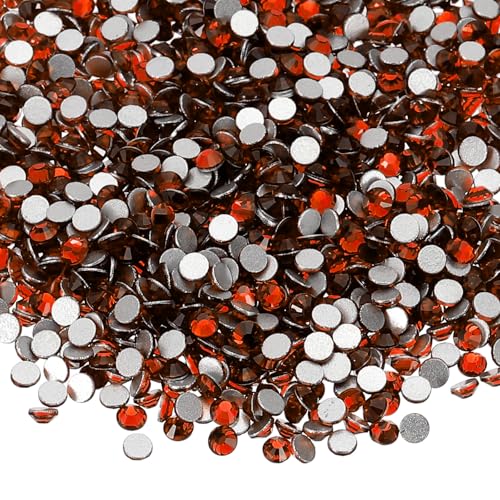 PATIKIL SS6 runde Strasssteine mit flacher Rückseite, 2,0–2,1 mm, Glasdiamanten für Bastelarbeiten, Kleidung, Schuhe, Nagelkunst, Dekoration, Orange, 4320 Stück von PATIKIL