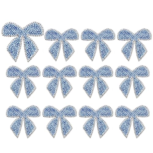 PATIKIL Bogen Strass-Patches, 12 Stück Bogenform Aufnäher Strass-Applikation Glitzer Kristall-Patches zum Aufbügeln für Schuhe Kleidung Hosen Taschen, Blau von PATIKIL