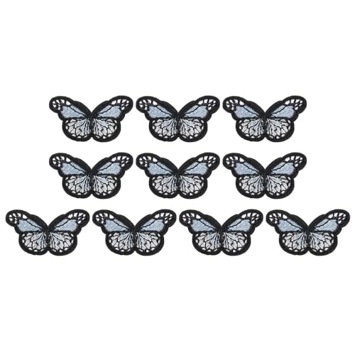 PATIKIL Schmetterling Aufbügelpatch, 10 Stück Schmetterling bestickte Applikation zum Aufnähen Dekorative Patches für Reparatur Hüte Jacken Rucksack, 1,7"Lx1,1"B, Himmelblau von PATIKIL