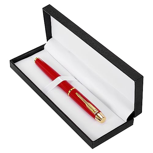 PATIKIL Schwarz Tinte Kugelschreiber Business Metall Stift 0.5mm mit Geschenk Box Professioneller Luxus für Notizen Rot Golden von PATIKIL