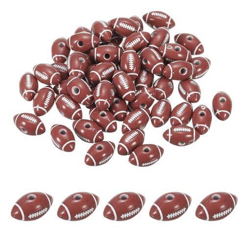 PATIKIL Sportball Perlen 60 Pack Opake Acryl Sport Perlen Rugby Perlen Abstandshalter Lose Perlen Handwerk für Heimwerker Halskette Armband Schlüsselband Ohrring Kastanienrot von PATIKIL