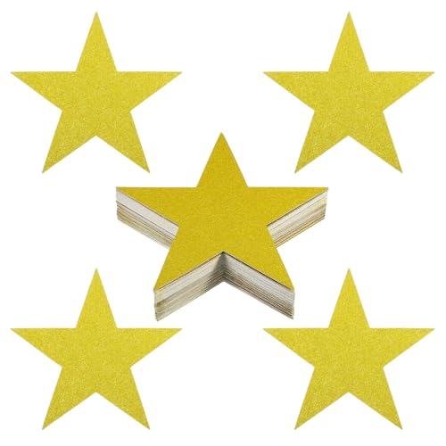 PATIKIL Star Cutouts, 60er Pack Stern-Ausschnitte aus Papier für Klassenzimmerdekoration DIY Bastelprojekt Pinnwand Wandposter, Goldene Farbe von PATIKIL