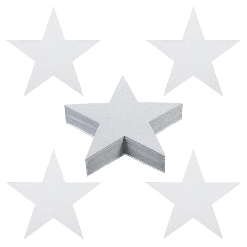 PATIKIL Star Cutouts, 60er Pack Stern-Ausschnitte aus Papier für Klassenzimmerdekoration DIY Bastelprojekt Pinnwand Wandposter, Silber von PATIKIL