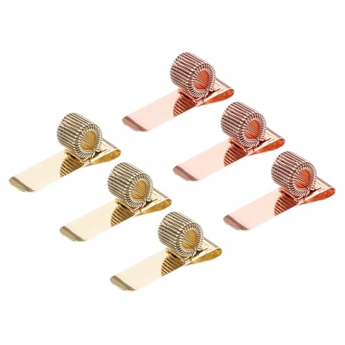 PATIKIL 6 Stück Stifthalter Clips, Metall Stifthalter Clip Verstellbare Schleife Stifthalter mit horizontaler Einzelsprung-Schleife für Notizbuch, Klemmbrett, Roségold, Goldton von PATIKIL