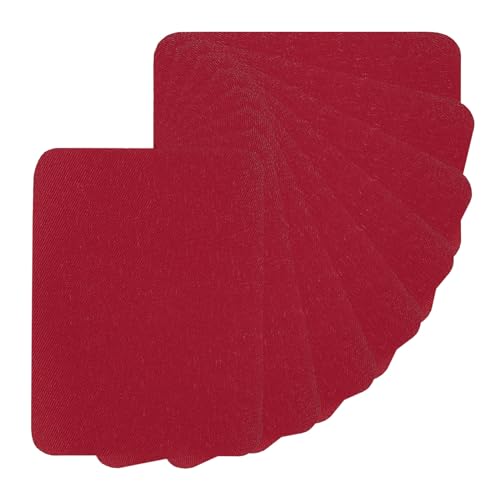 PATIKIL Stoff Aufbügelflicken 8Stk 5x4" Innen und Außen Stark Kleber 100% Baumwolle Reparatur Flicken Kit für Kleidung Hosen Ausbessern und Dekorieren Kastanienbraun Rot von PATIKIL