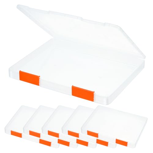 PATIKIL Transparente A4-Aktentasche mit Schnalle, Kunststoff-Aufbewahrungsbox für Briefpapier, Sammelalben, Papier, Aufbewahrungsbox, 6 Stück, 31,5 x 24,9 x 3 cm, Orange von PATIKIL