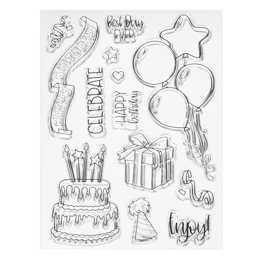 PATIKIL Transparente Silikonstempel, 1 Stück T2019 Luftballon Kuchen Clear Stamps für Kartenherstellung Dekoration DIY Scrapbooking Prägung Album Dekor Handwerk, Klar von PATIKIL